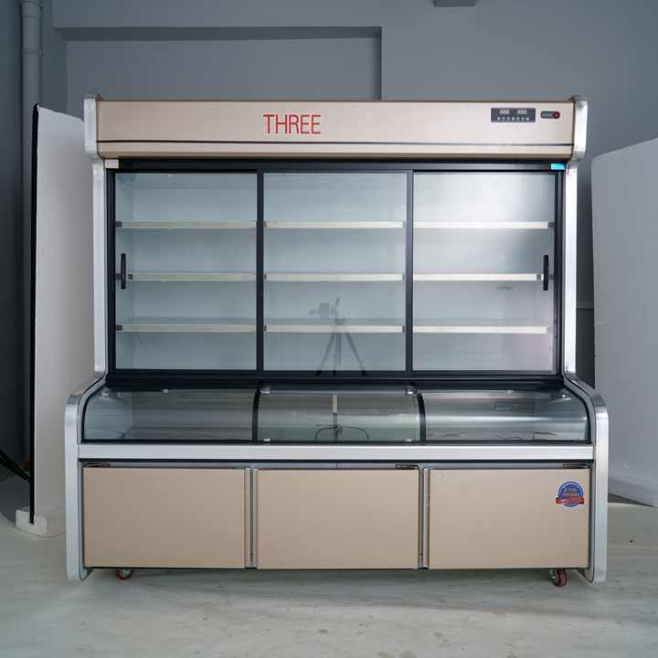 Supermarket Chiller Display Glass Door Convenience Store Supermarket Freezer Fruits Display Cooler Commercial Upright Freezer