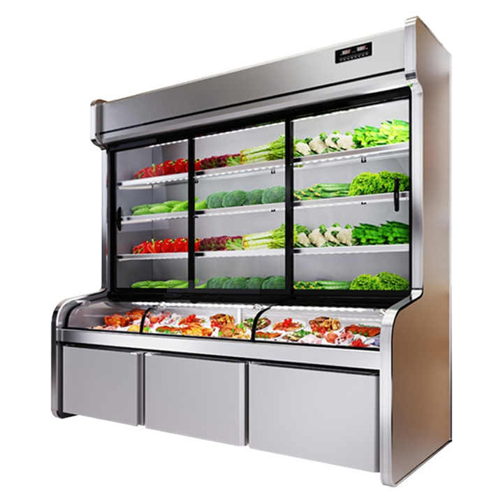 Supermarket Chiller Display Glass Door Convenience Store Supermarket Freezer Fruits Display Cooler Commercial Upright Freezer